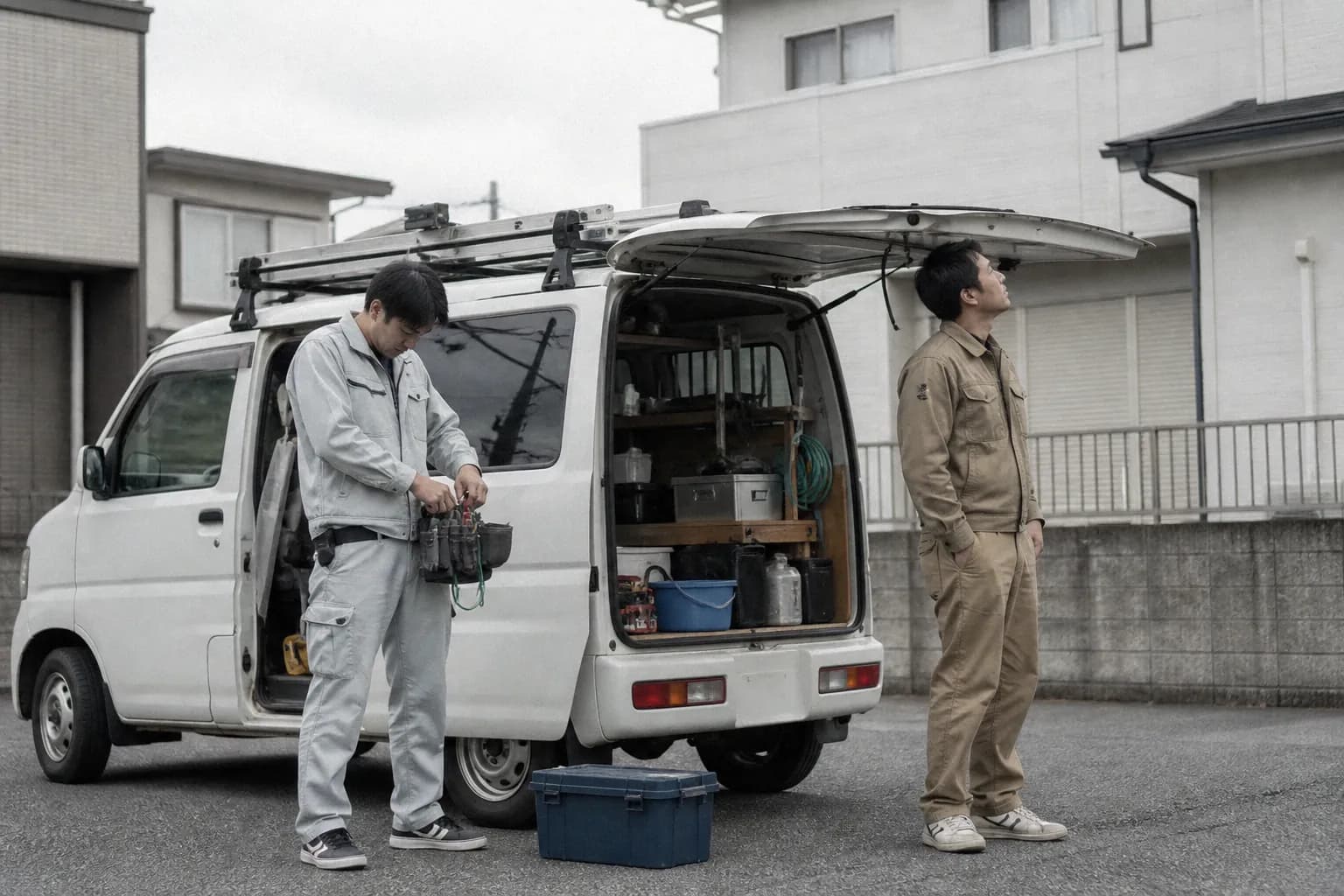 社用車前に並ぶ株式会社ブリーズのスタッフ
