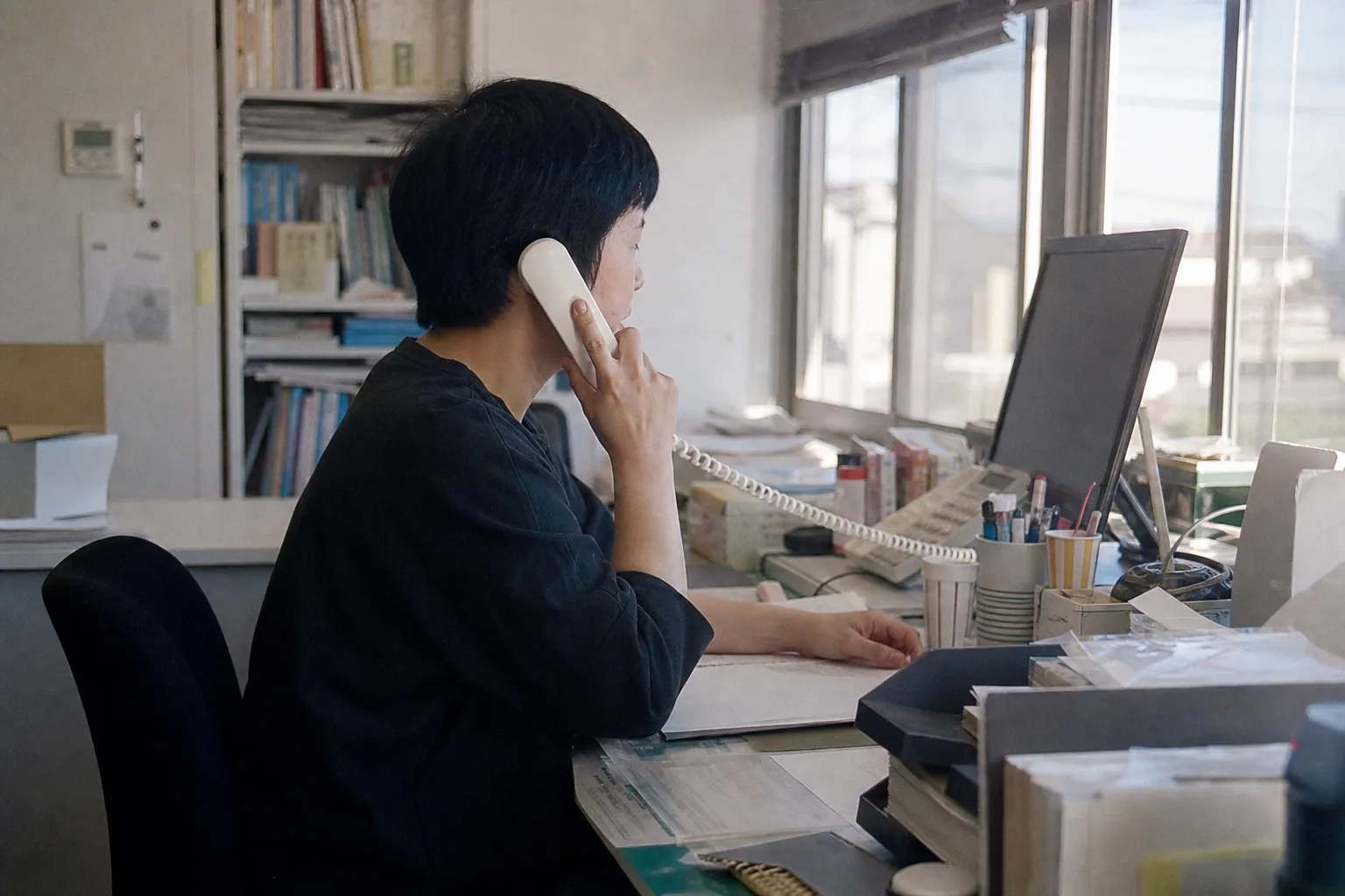 電話対応をする受付スタッフ